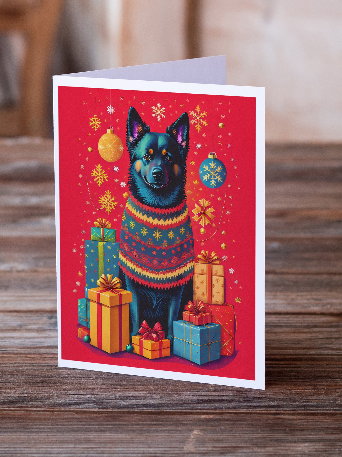 Schipperke Holiday Christmas Greeting Cards Pack of 8