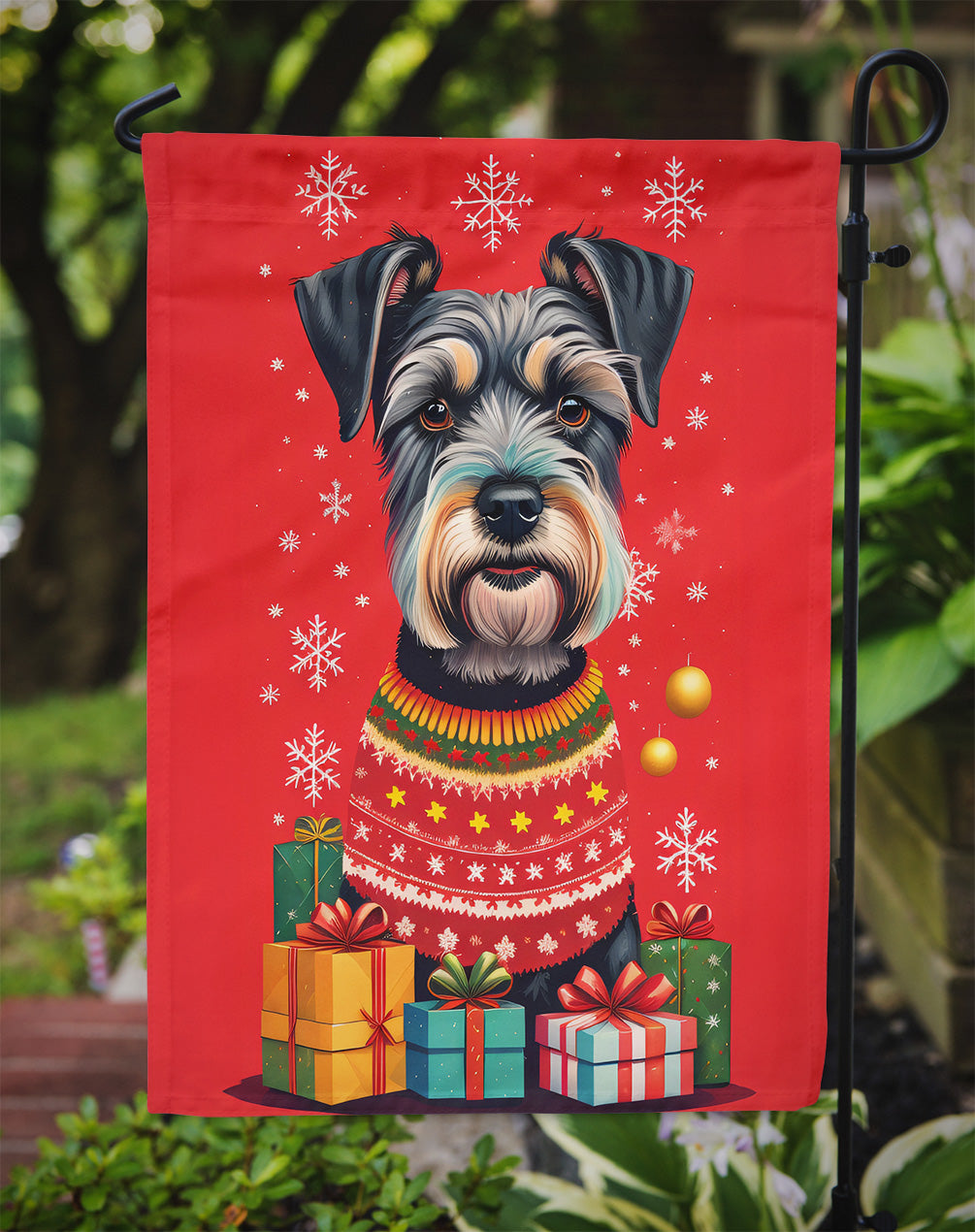 Schnauzer Holiday Christmas Garden Flag