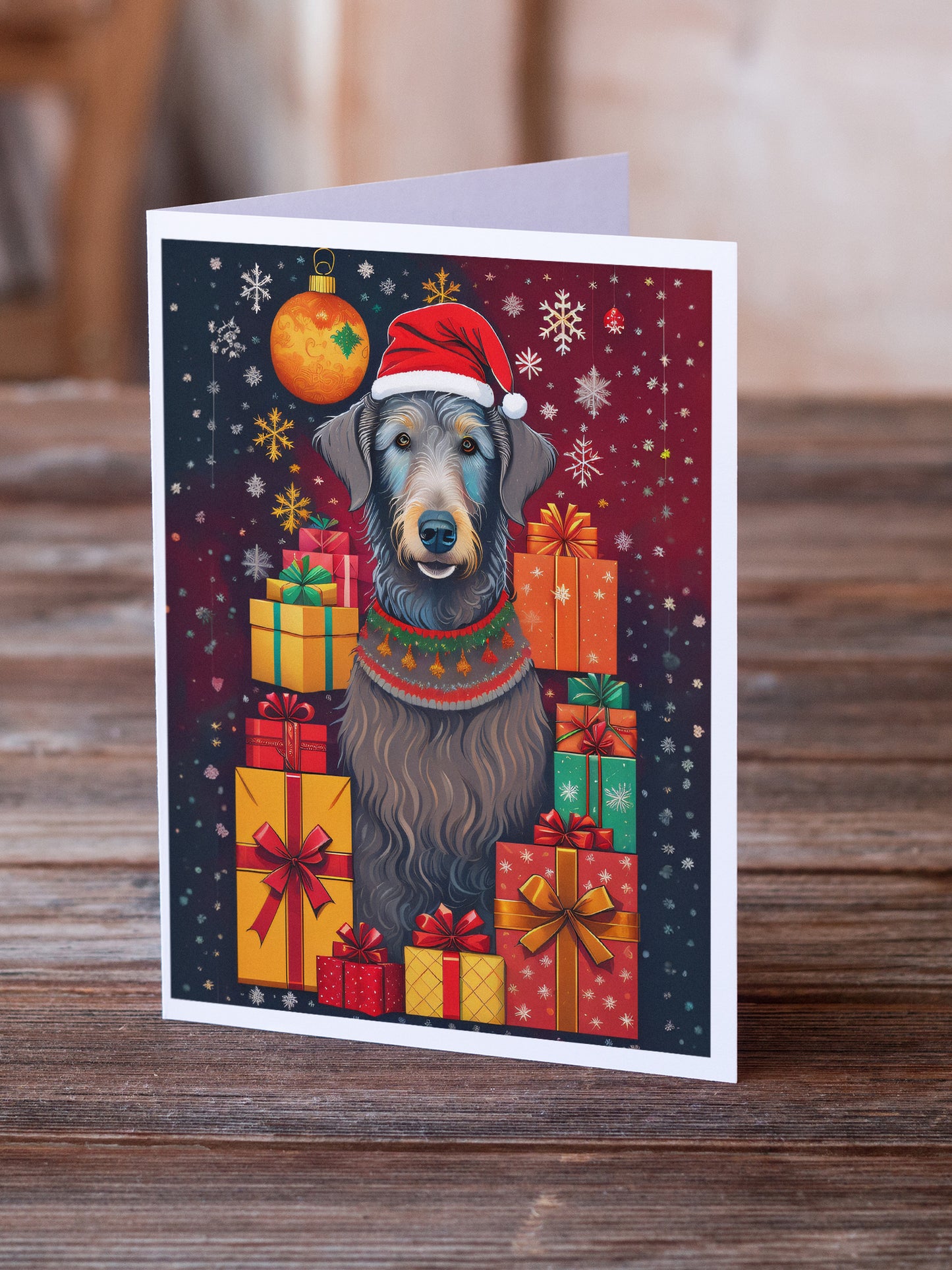 Scottish Deerhound Holiday Christmas Greeting Cards Pack of 8