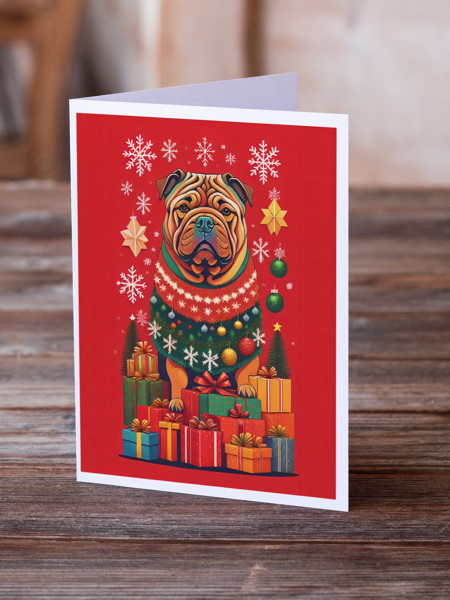 Shar Pei Holiday Christmas Greeting Cards Pack of 8