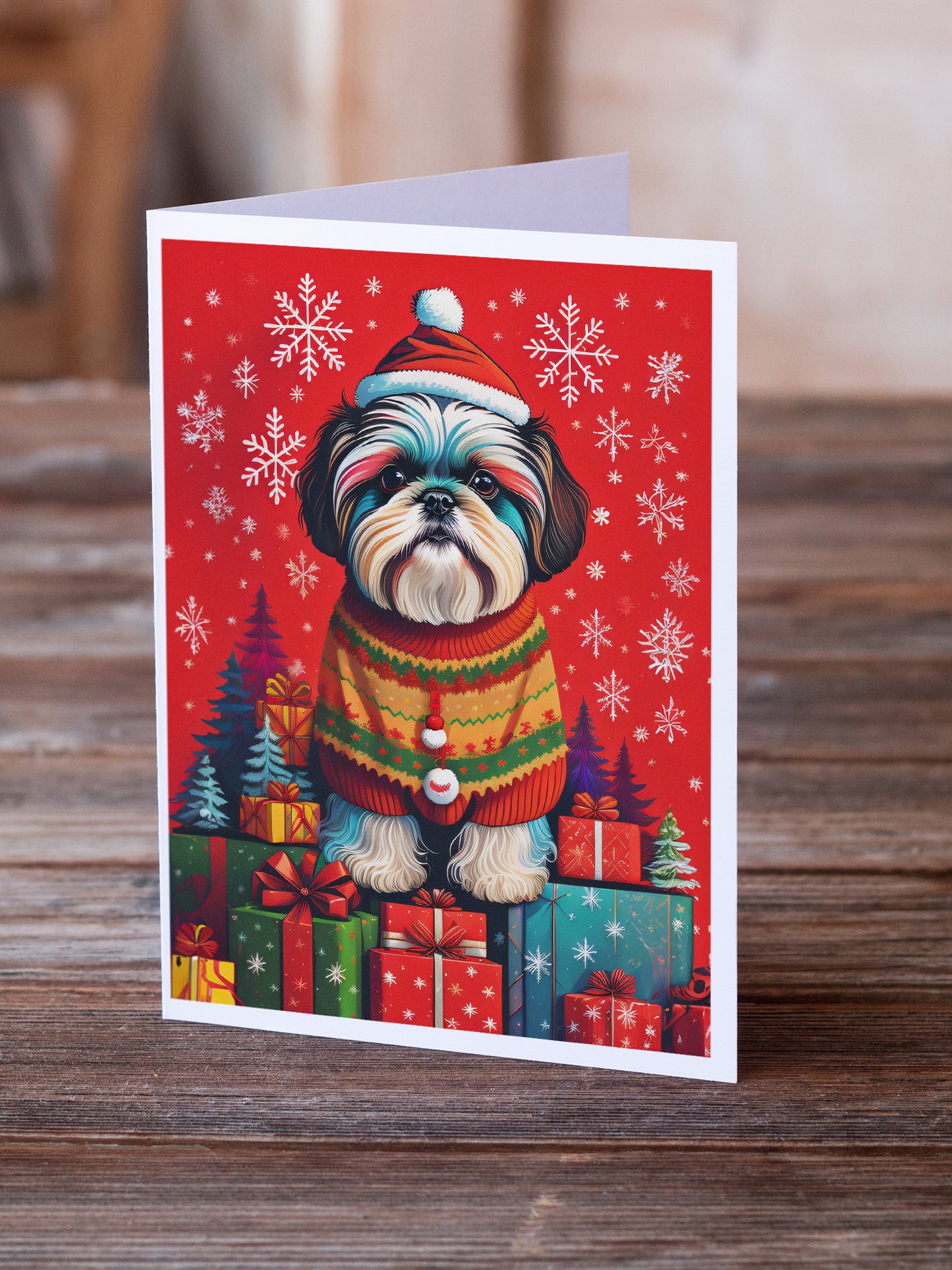 Shih Tzu Holiday Christmas Greeting Cards Pack of 8