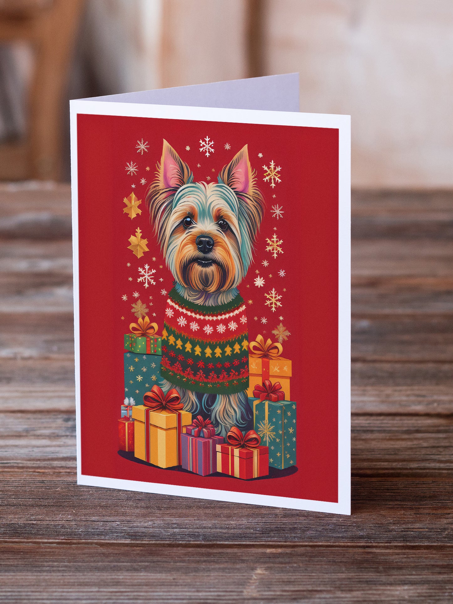 Silky Terrier Holiday Christmas Greeting Cards Pack of 8