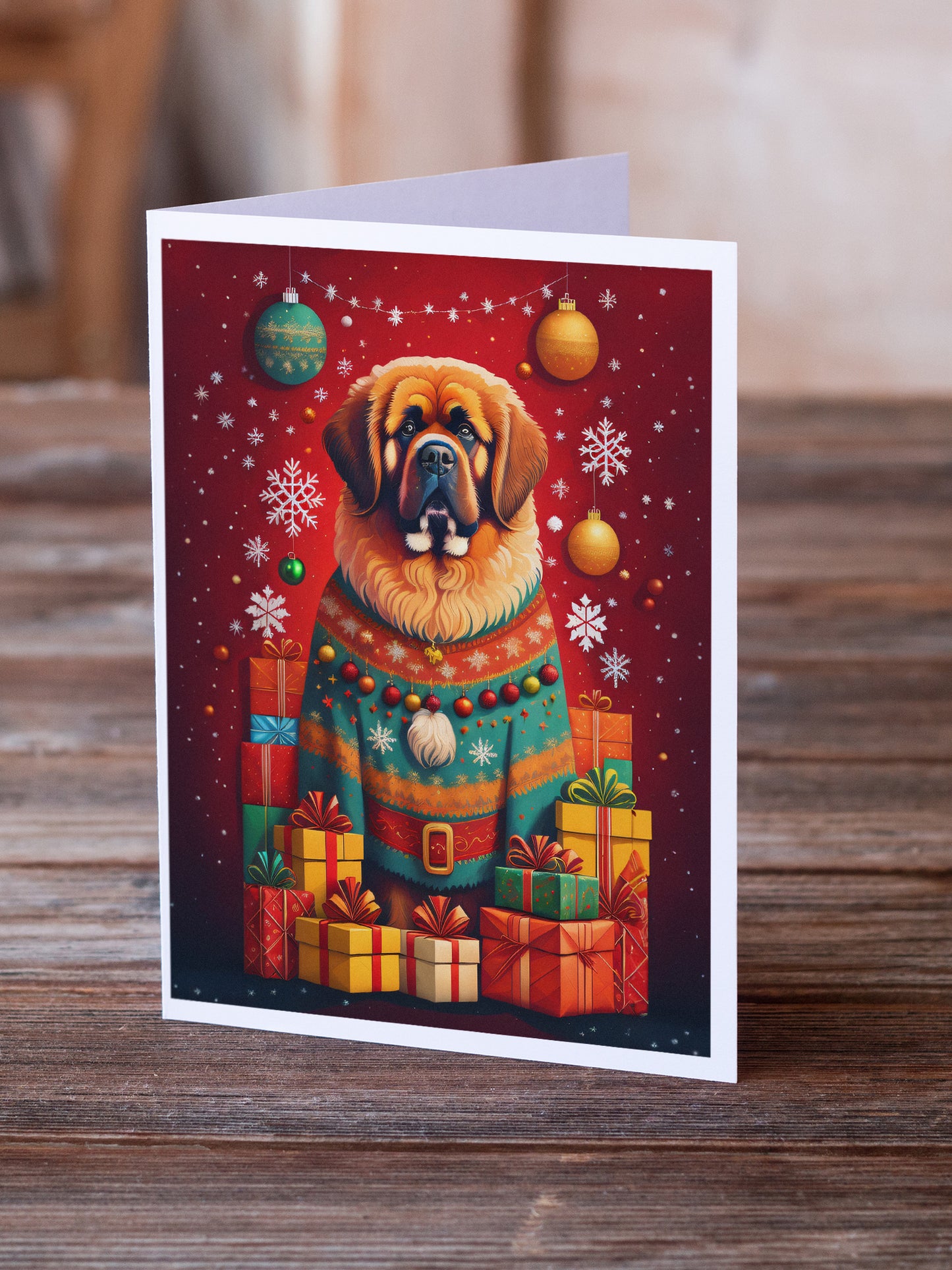 Tibetan Mastiff Holiday Christmas Greeting Cards Pack of 8