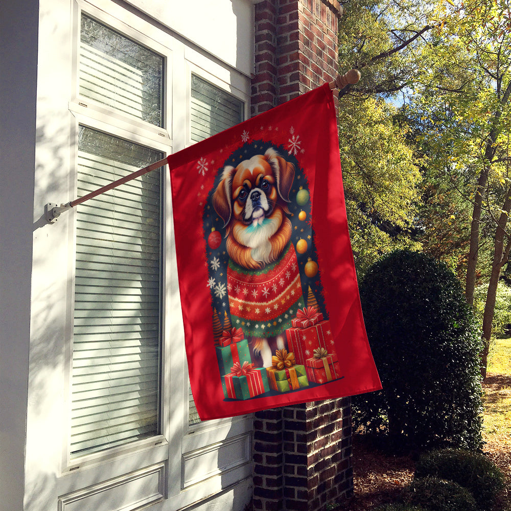 Tibetan Spaniel Holiday Christmas House Flag