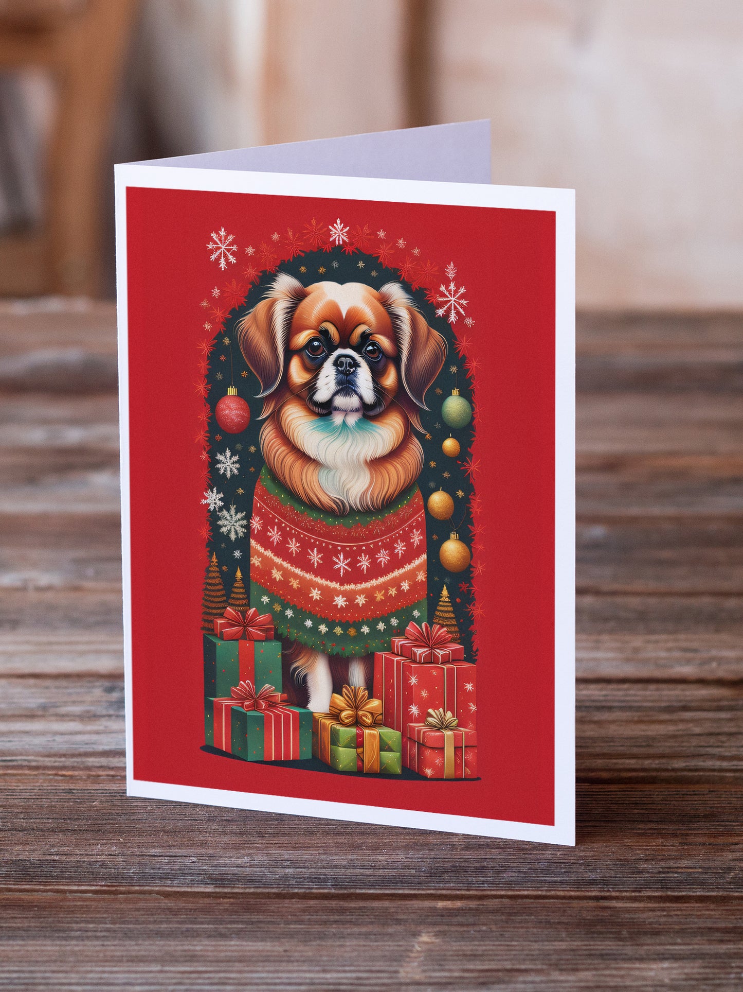 Tibetan Spaniel Holiday Christmas Greeting Cards Pack of 8