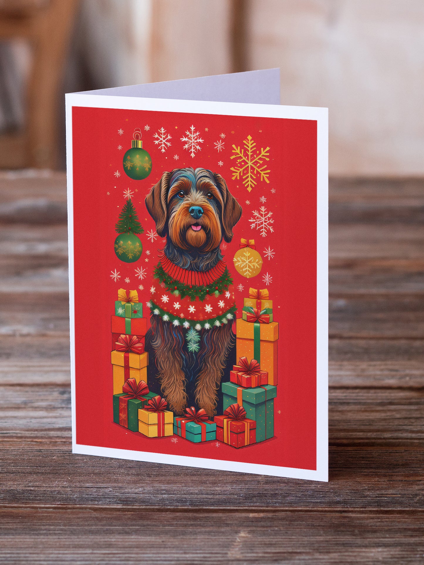 Wirehaired Pointing Griffon Holiday Christmas Greeting Cards Pack of 8