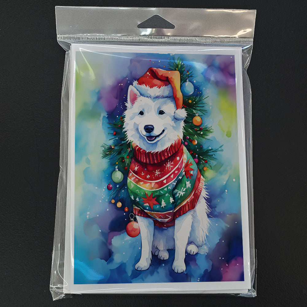 American Eskimo Christmas Greeting Cards Pack of 8