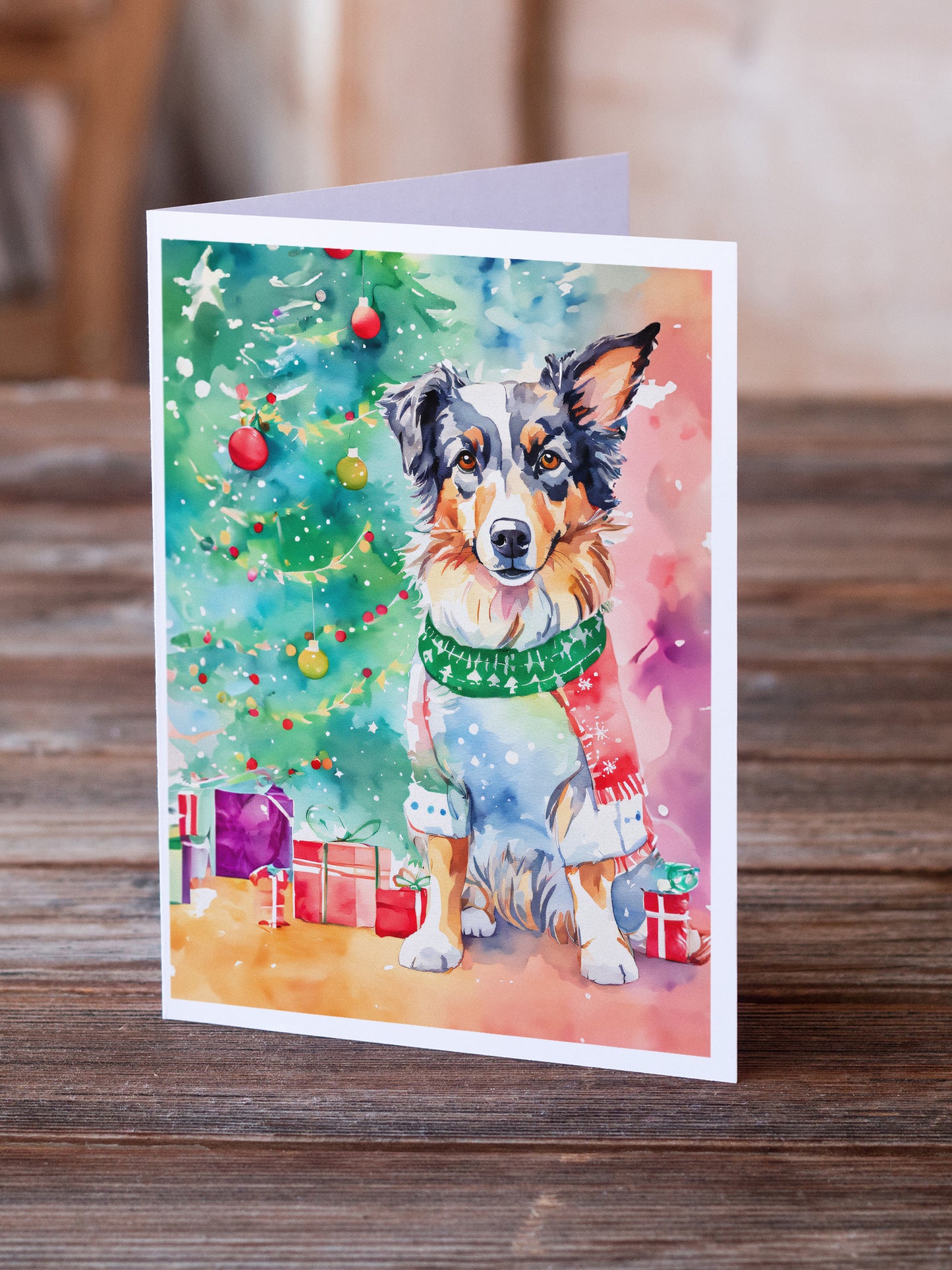 Australian Shepherd Christmas Greeting Cards Pack of 8