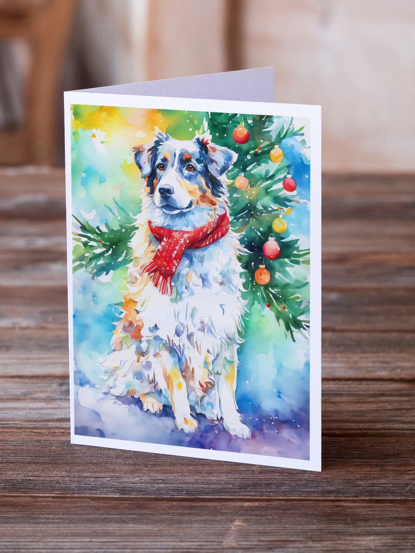 Australian Shepherd Christmas Greeting Cards Pack of 8