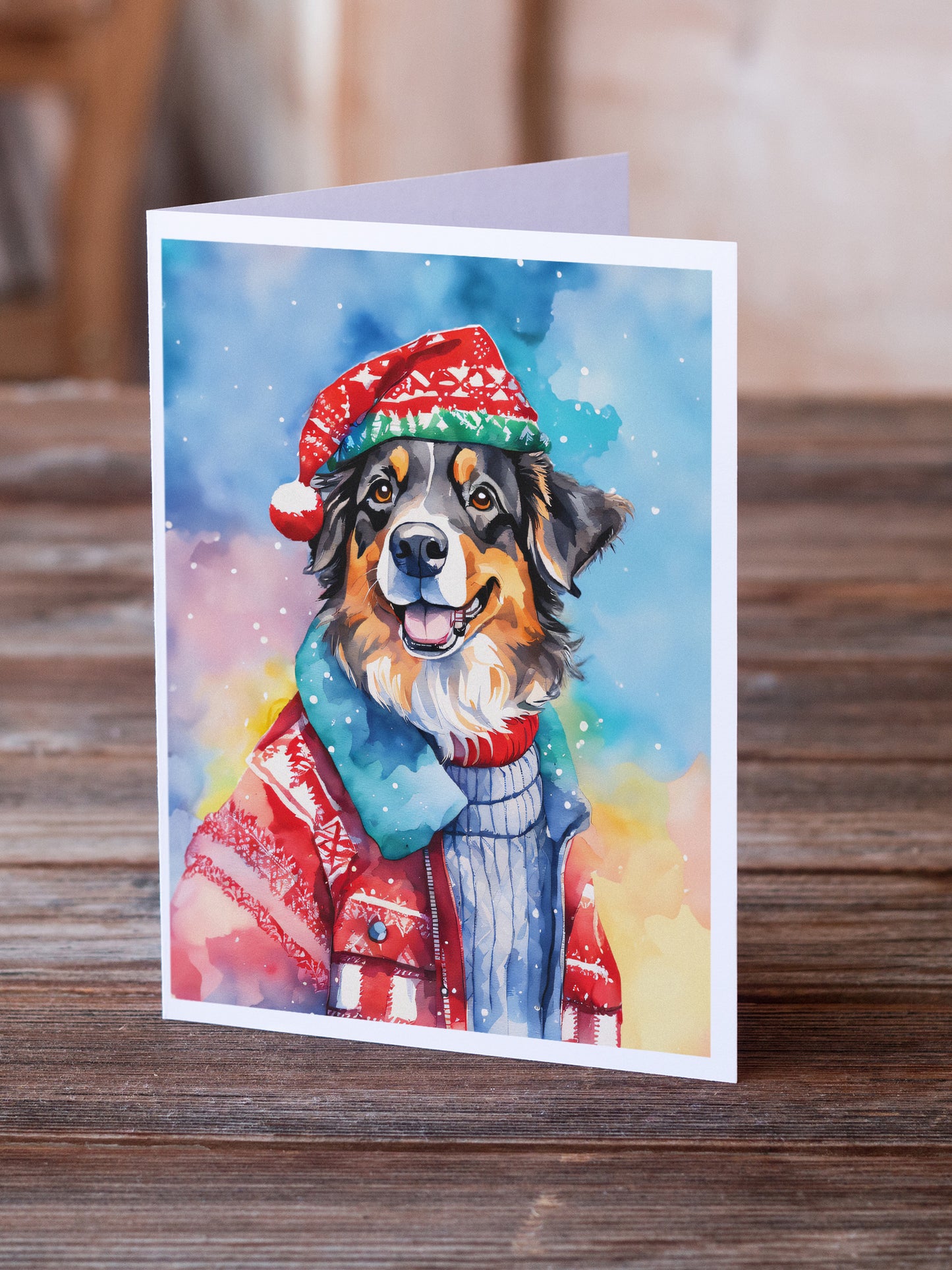 Australian Shepherd Christmas Greeting Cards Pack of 8