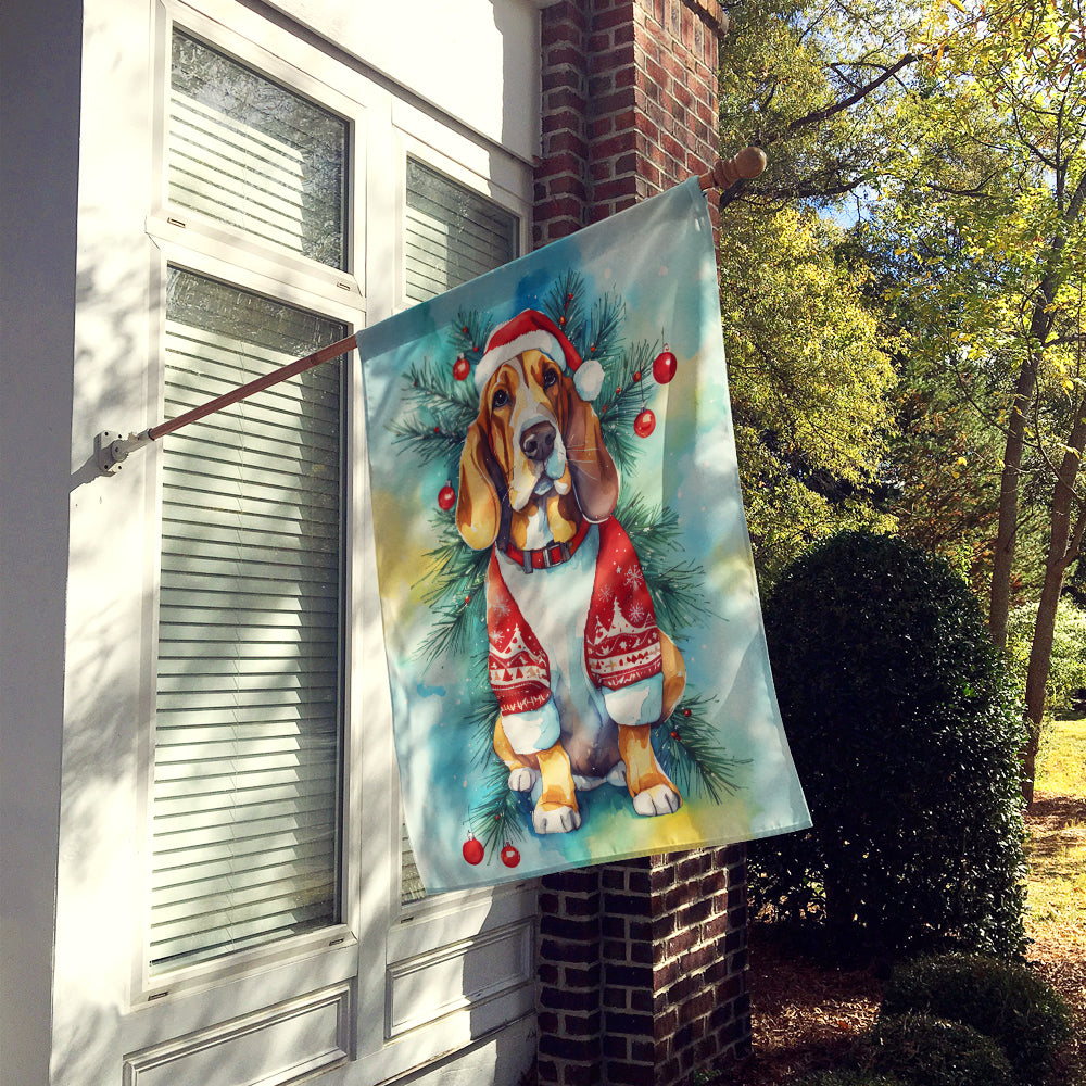 Basset Hound Christmas House Flag
