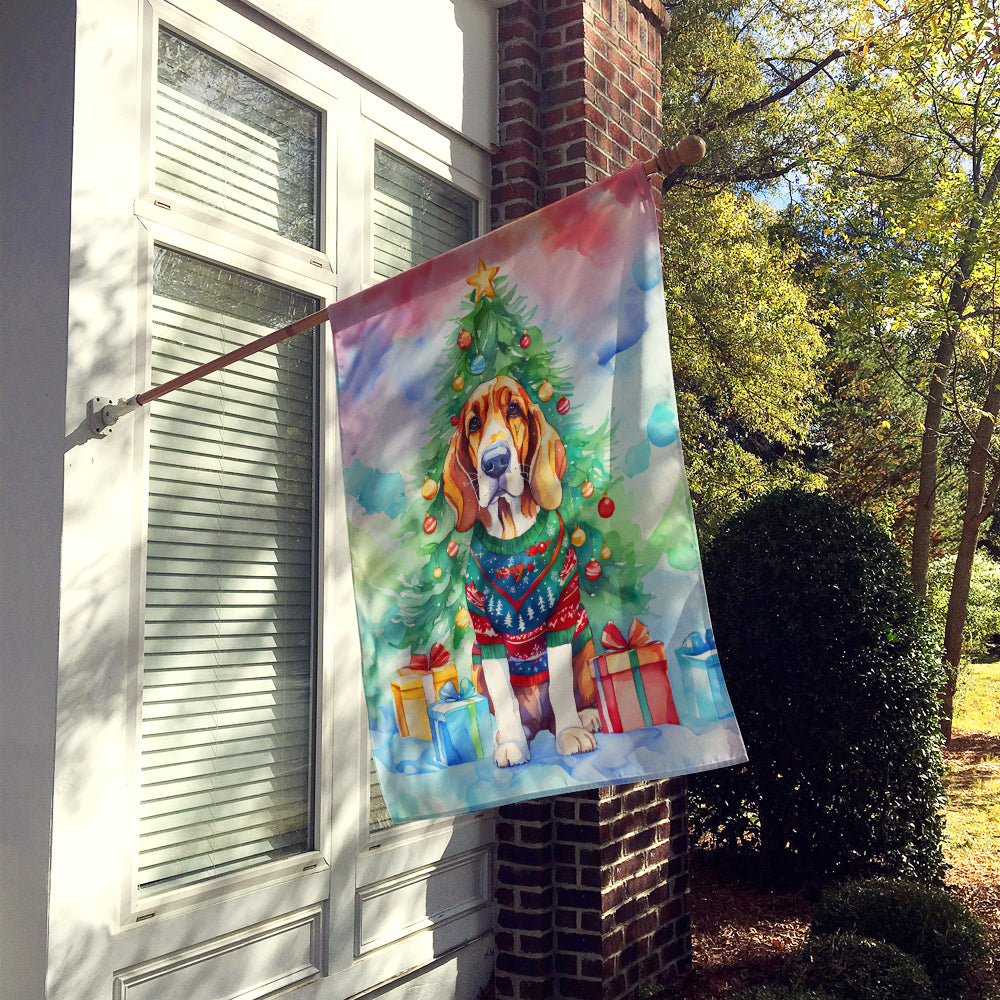 Basset Hound Christmas House Flag