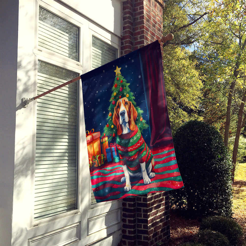 Basset Hound Christmas House Flag