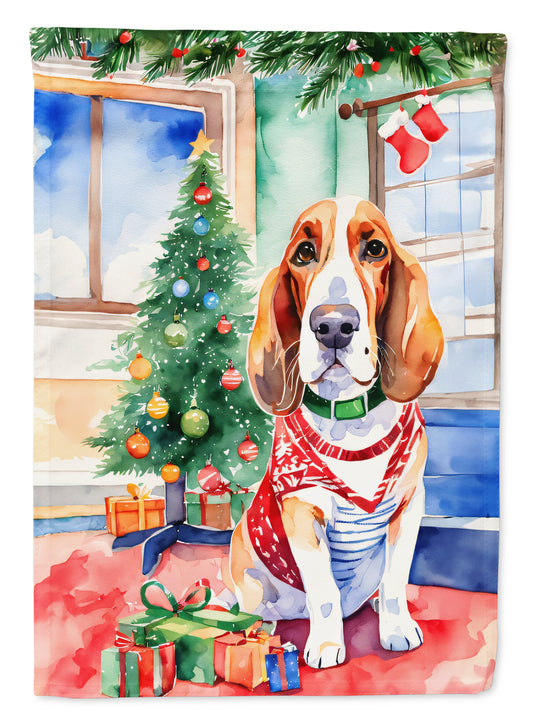 Buy this Basset Hound Christmas House Flag