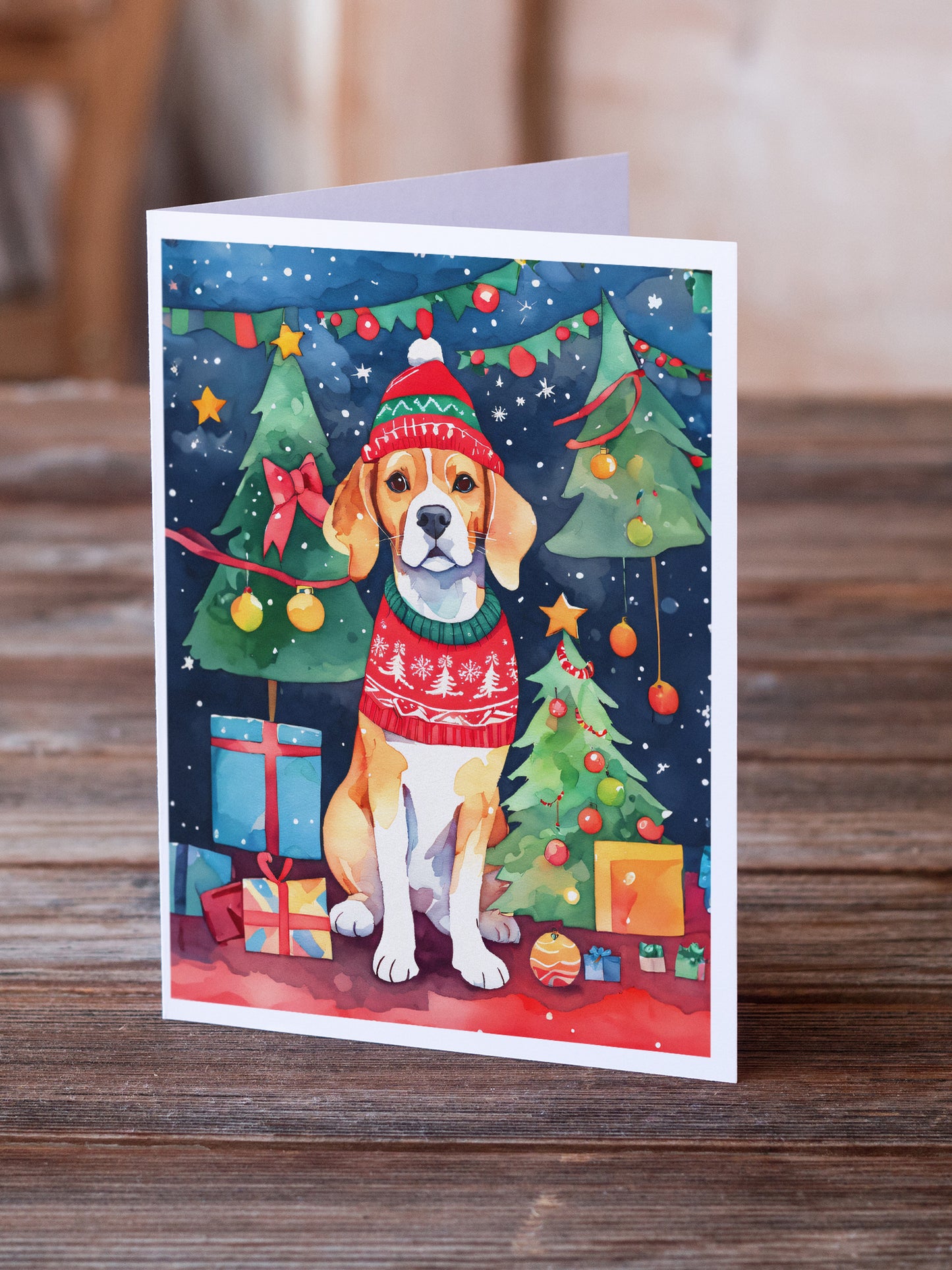 Beagle Christmas Greeting Cards Pack of 8