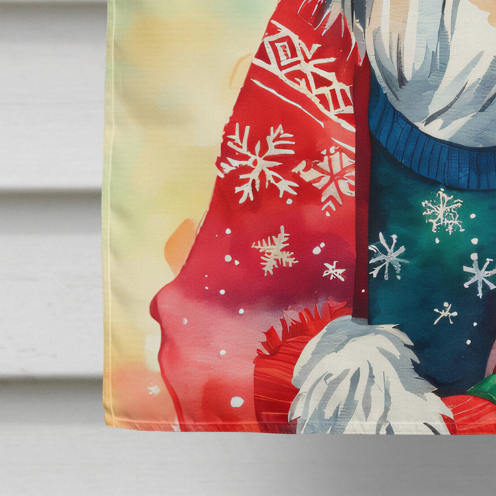 Bearded Collie Christmas House Flag