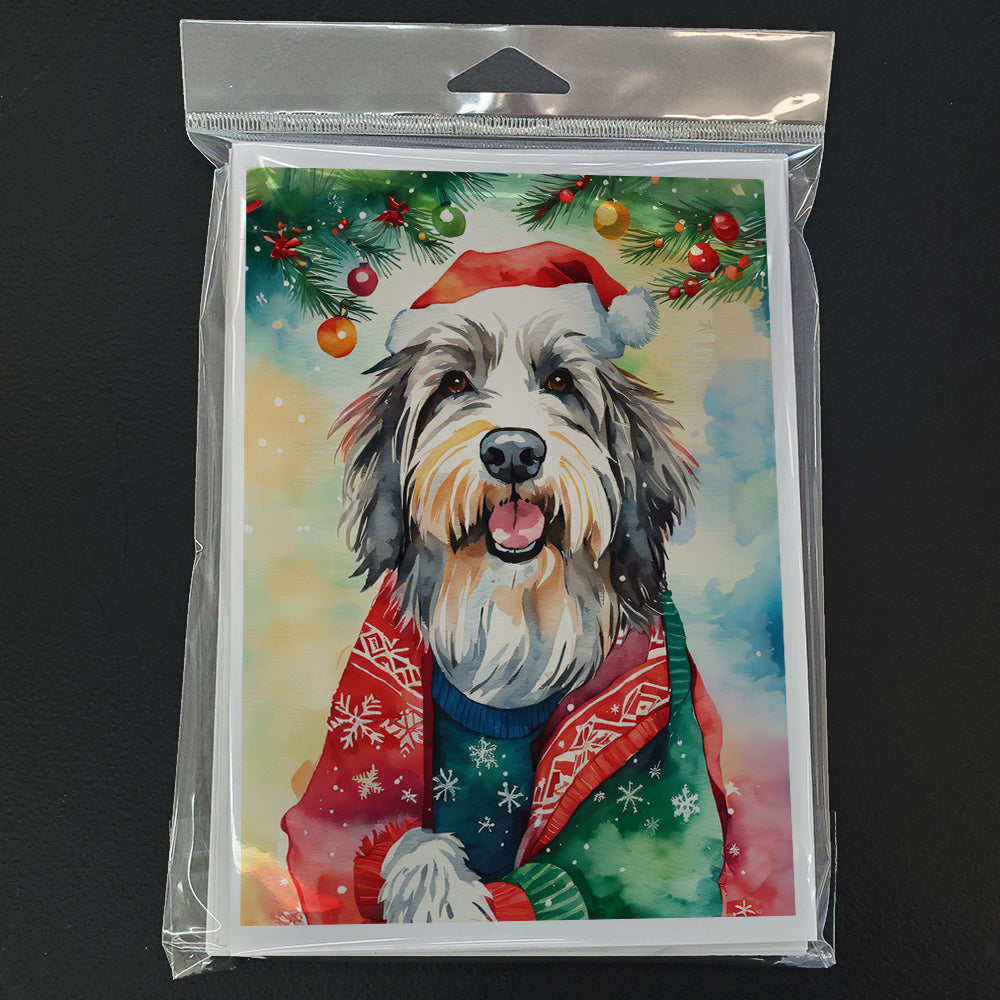 Bearded Collie Christmas Greeting Cards Pack of 8