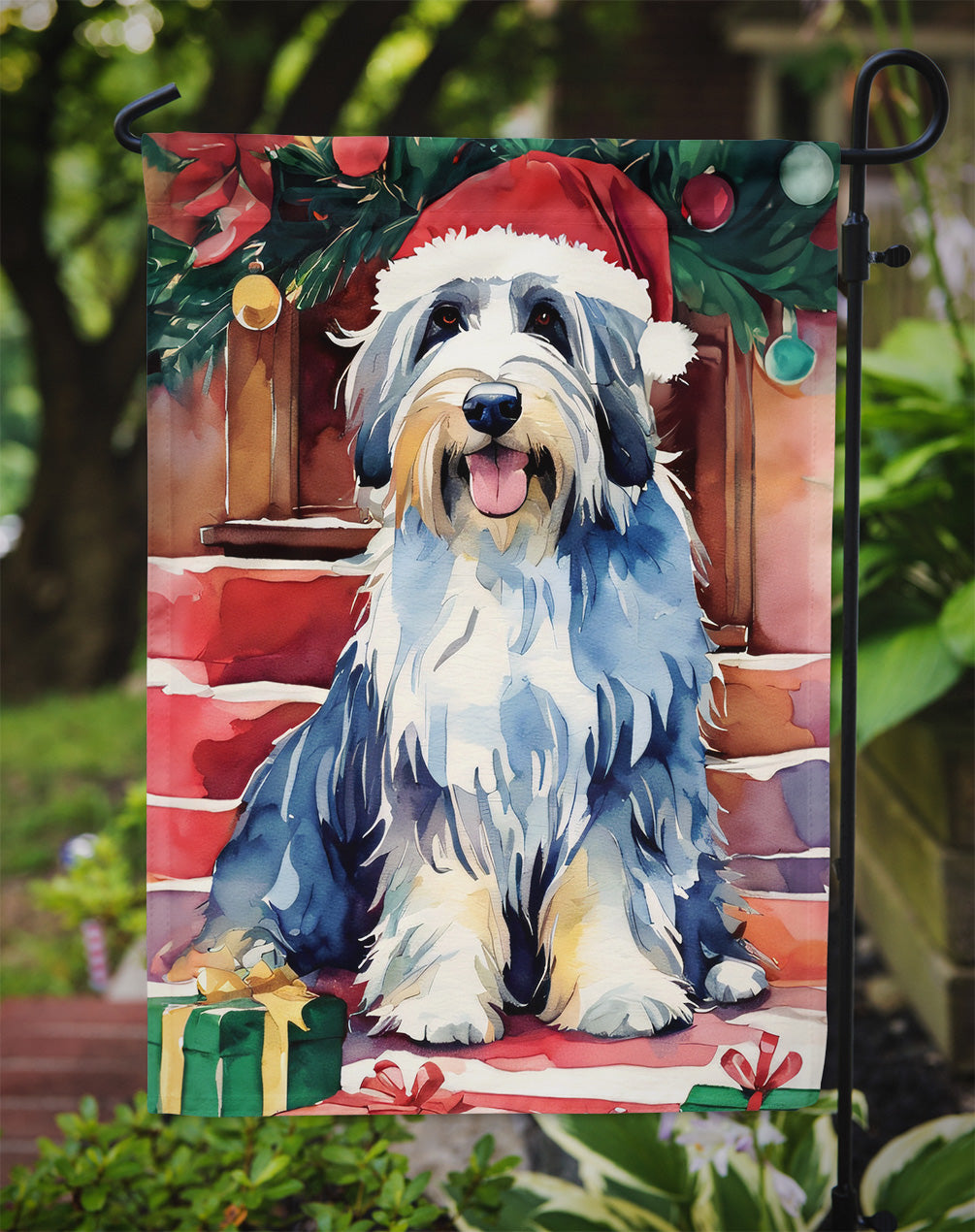 Bearded Collie Christmas Garden Flag