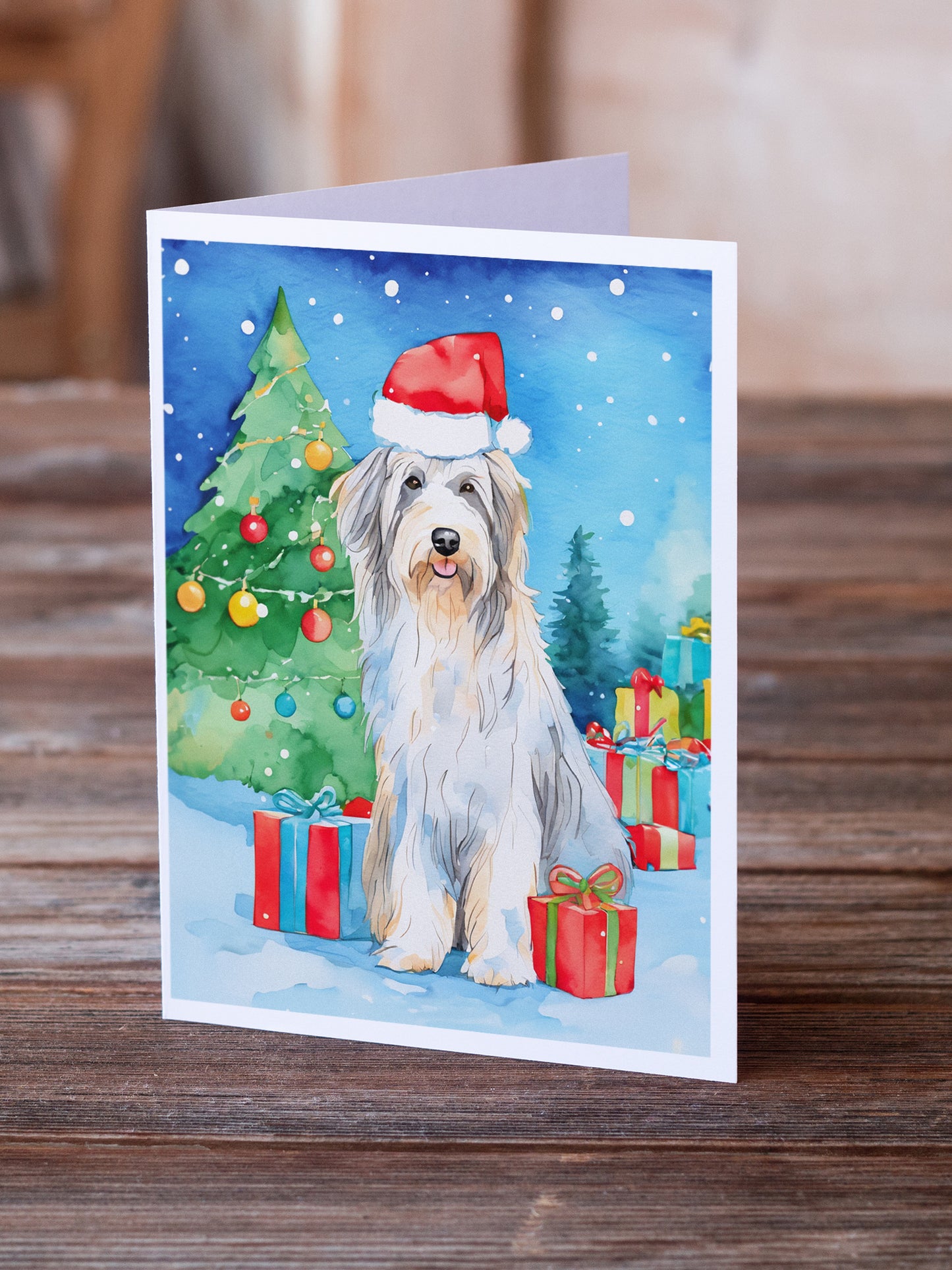 Bearded Collie Christmas Greeting Cards Pack of 8