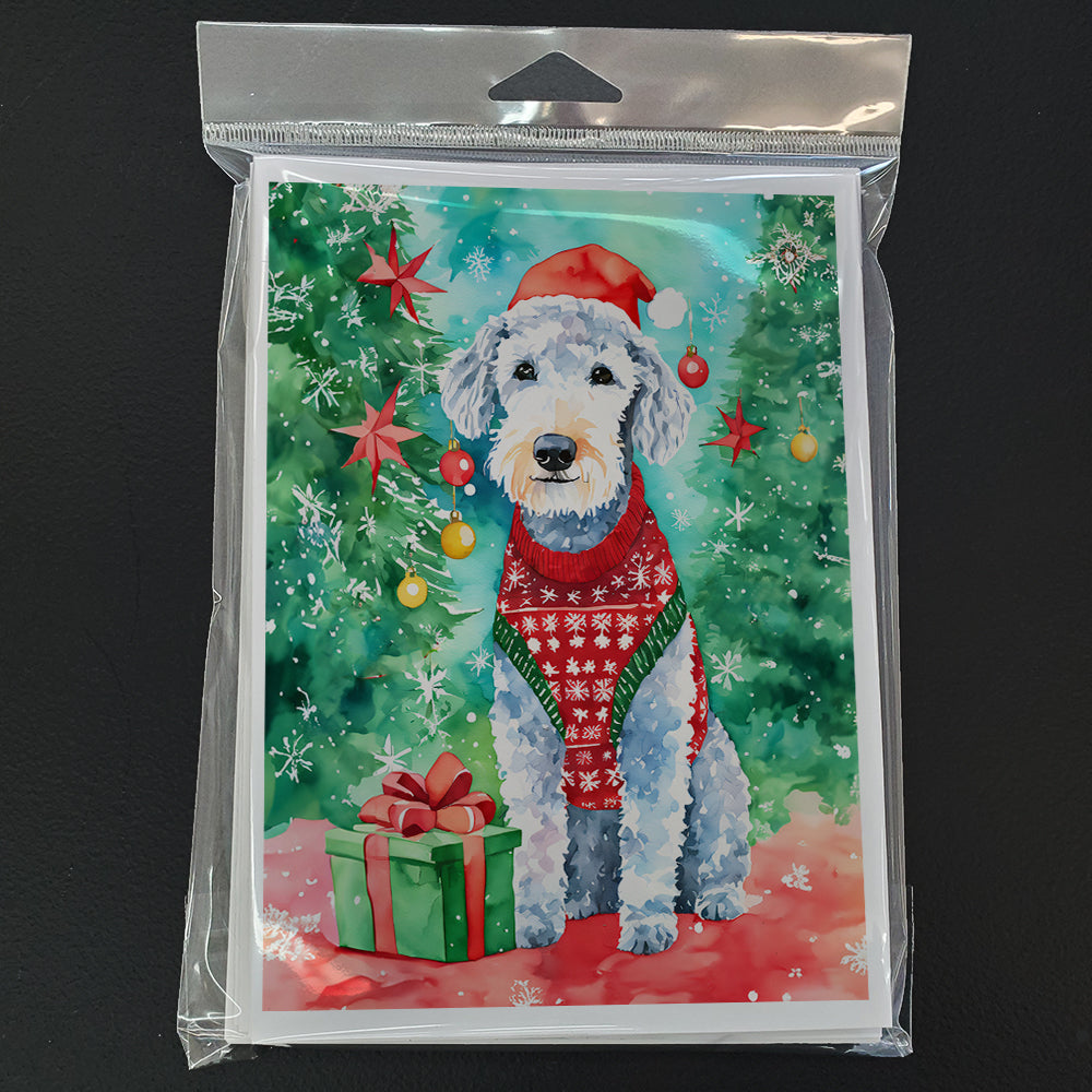 Bedlington Terrier Christmas Greeting Cards Pack of 8