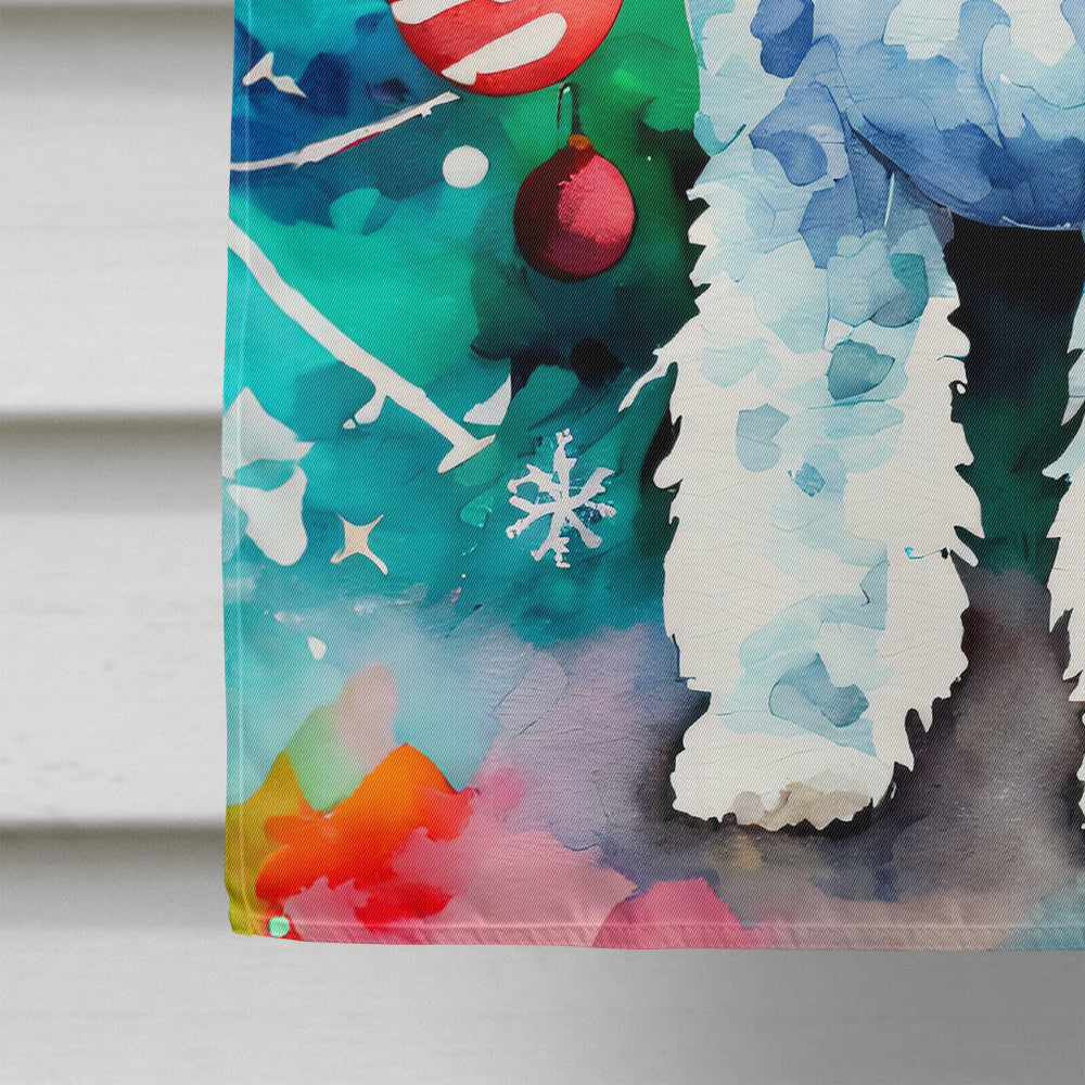 Bedlington Terrier Christmas House Flag