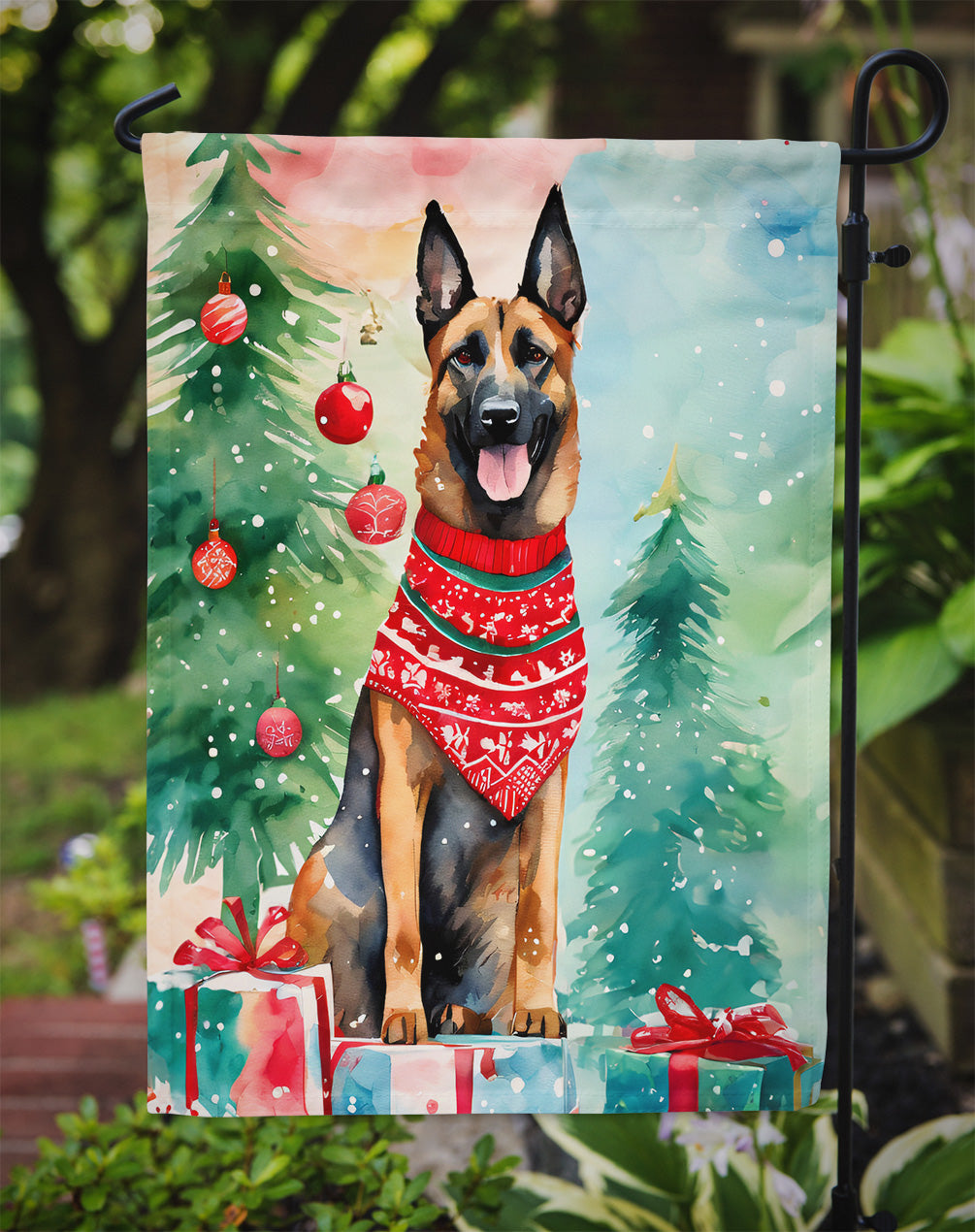 Belgian Malinois Christmas Garden Flag