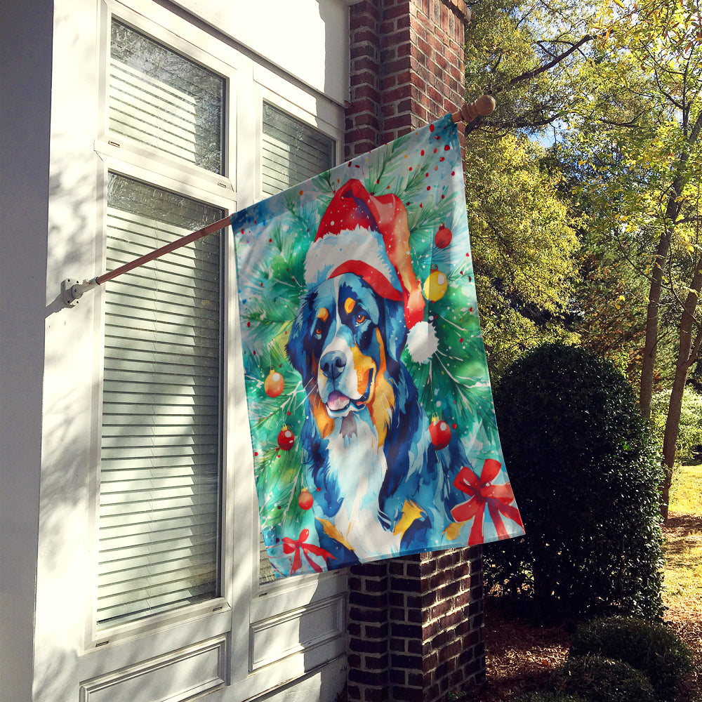 Bernese Mountain Dog Christmas House Flag