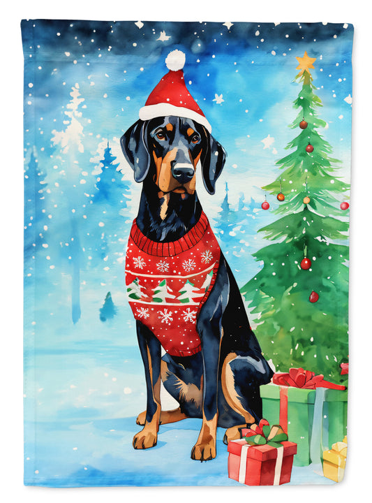 Buy this Black and Tan Coonhound Christmas Garden Flag