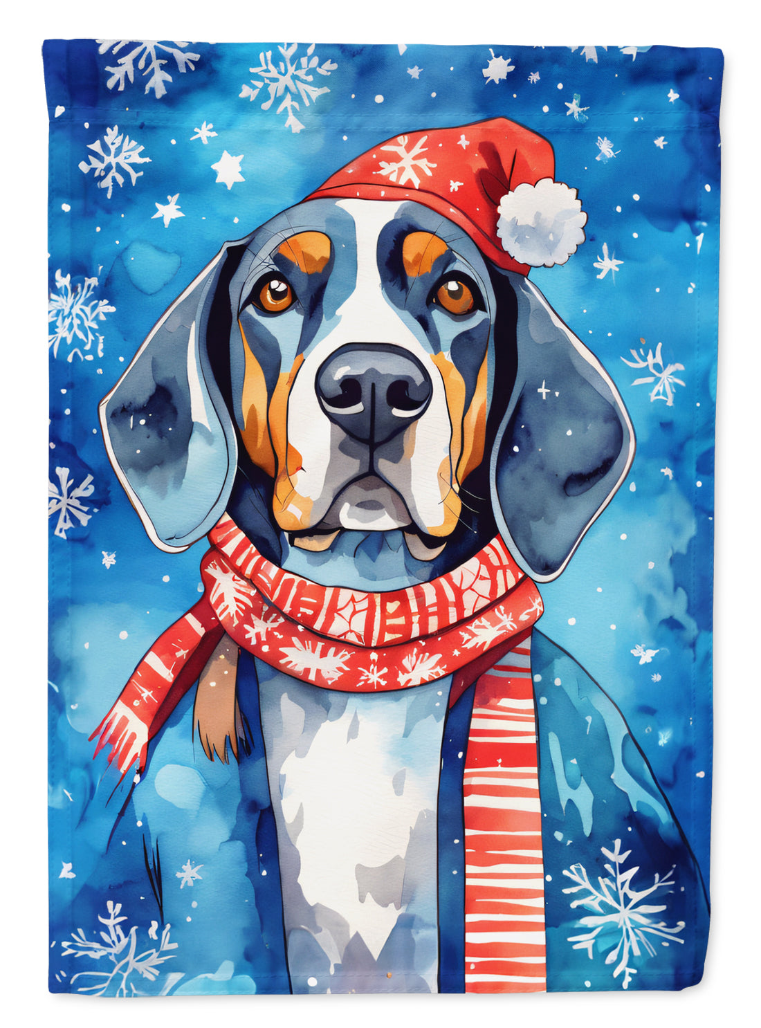 Buy this Black and Tan Coonhound Christmas House Flag