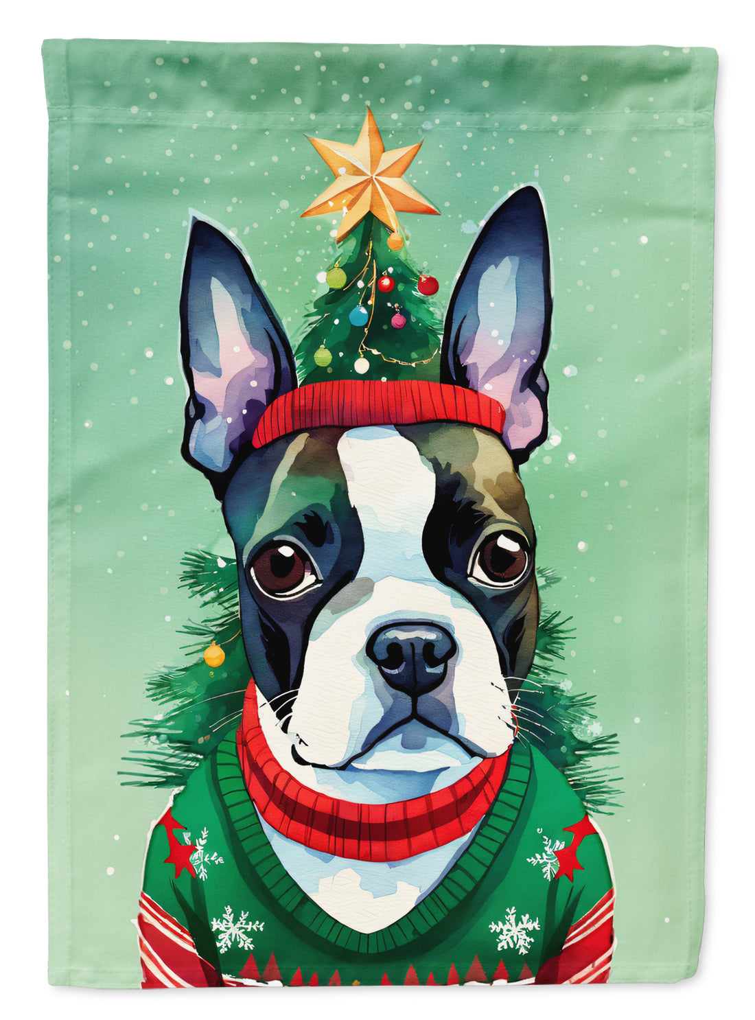 Buy this Boston Terrier Christmas House Flag