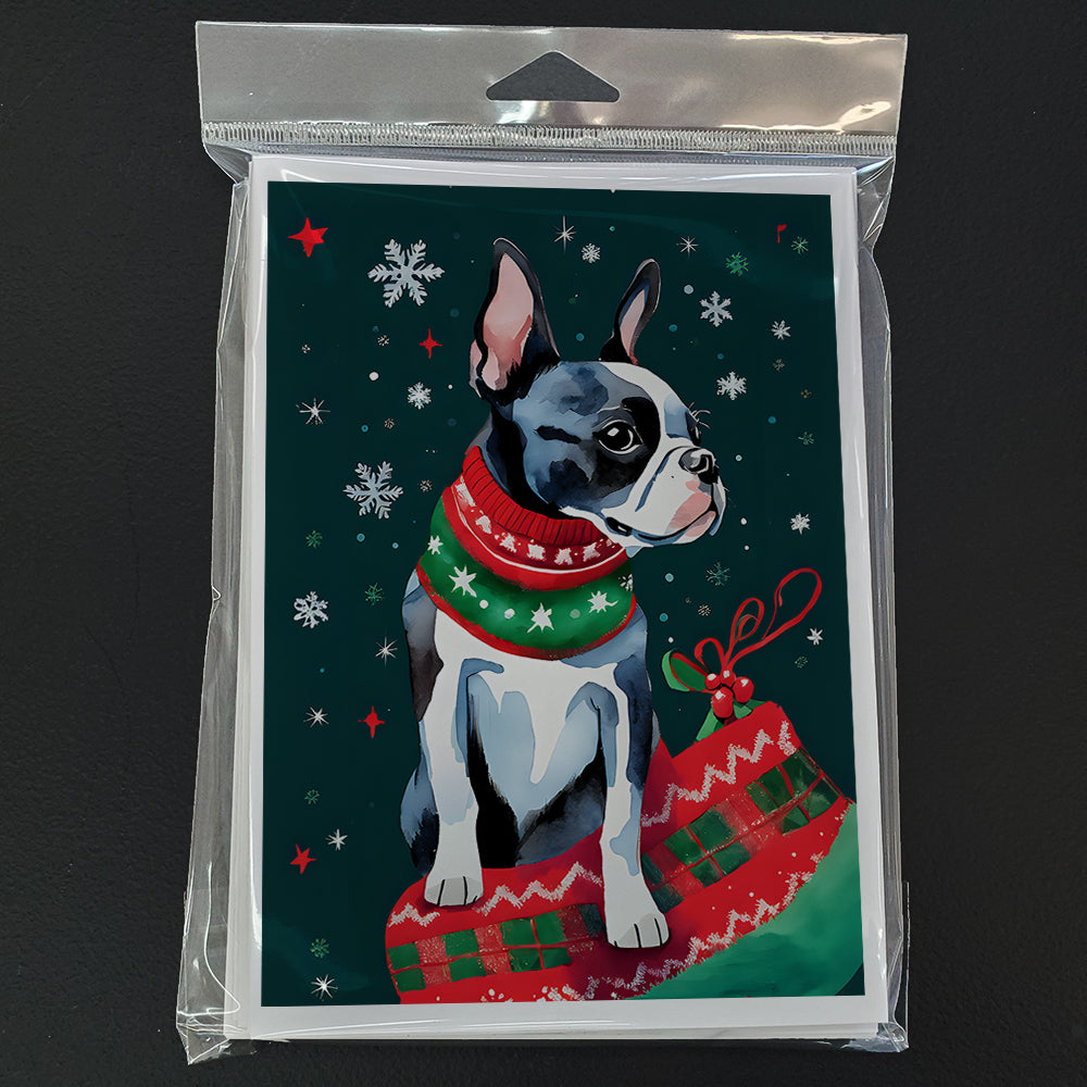 Boston Terrier Christmas Greeting Cards Pack of 8