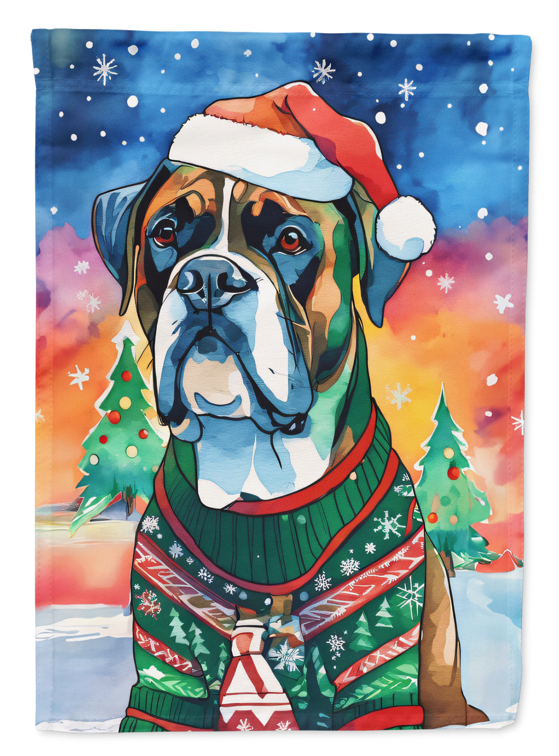 Buy this Boxer Christmas House Flag