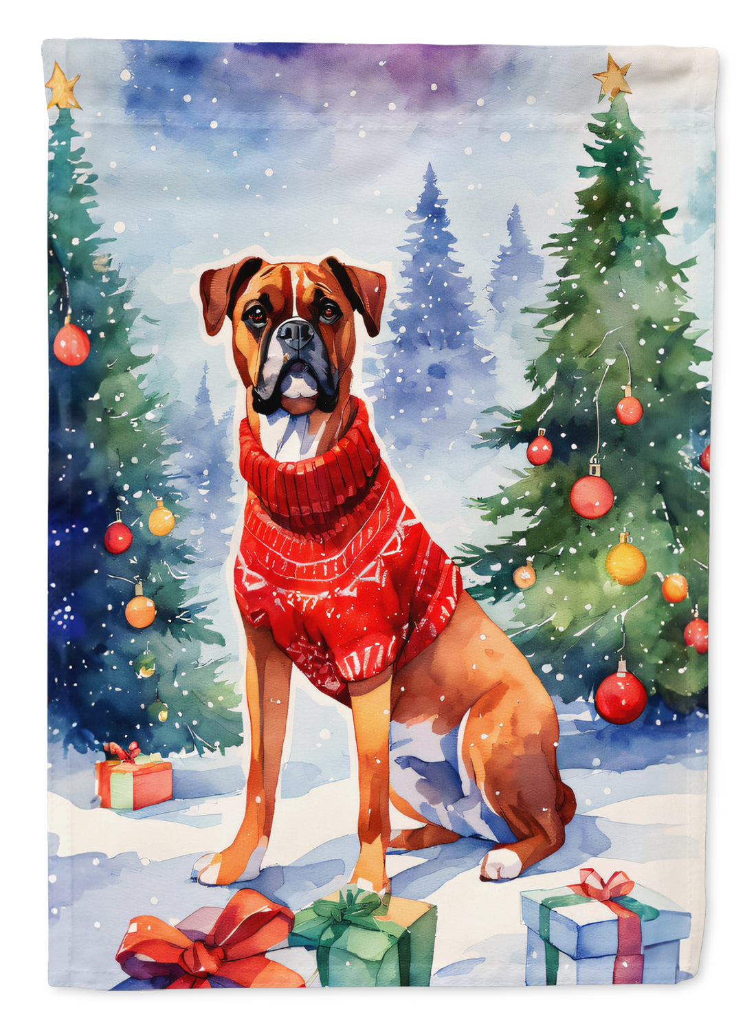 Buy this Boxer Christmas House Flag