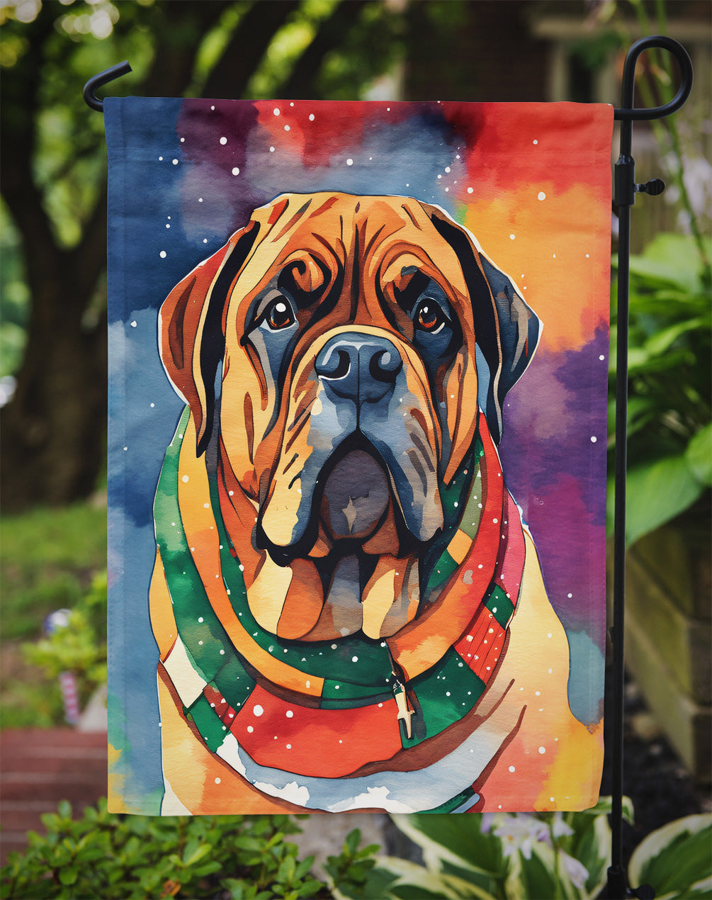 Bullmastiff Christmas Garden Flag