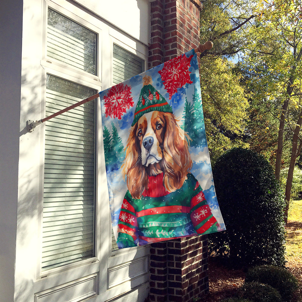 Cavalier Spaniel Christmas House Flag