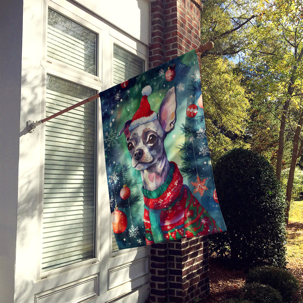 Chinese Crested Christmas House Flag