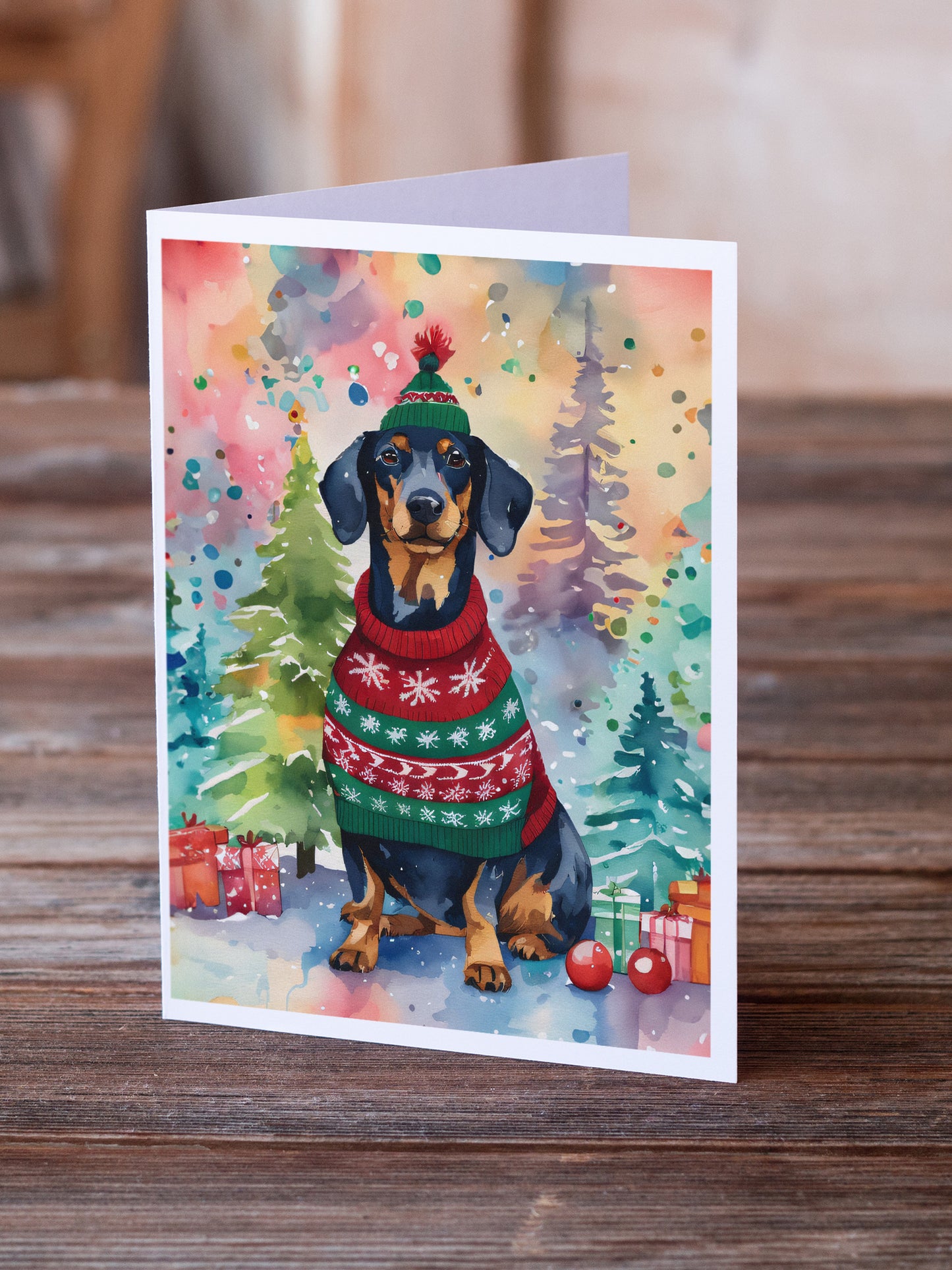 Dachshund Christmas Greeting Cards Pack of 8