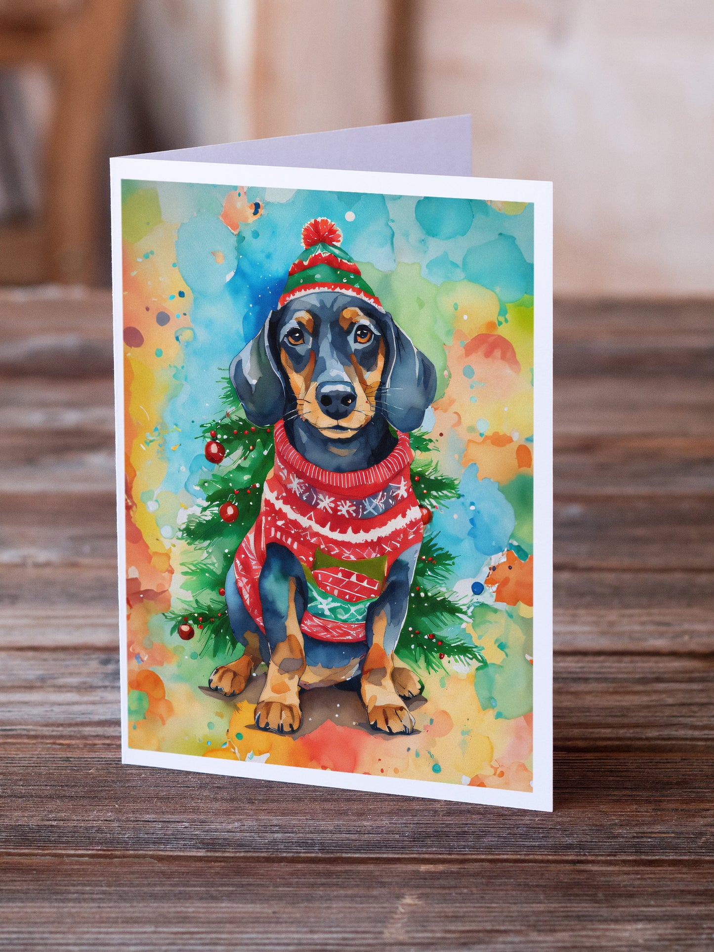 Dachshund Christmas Greeting Cards Pack of 8