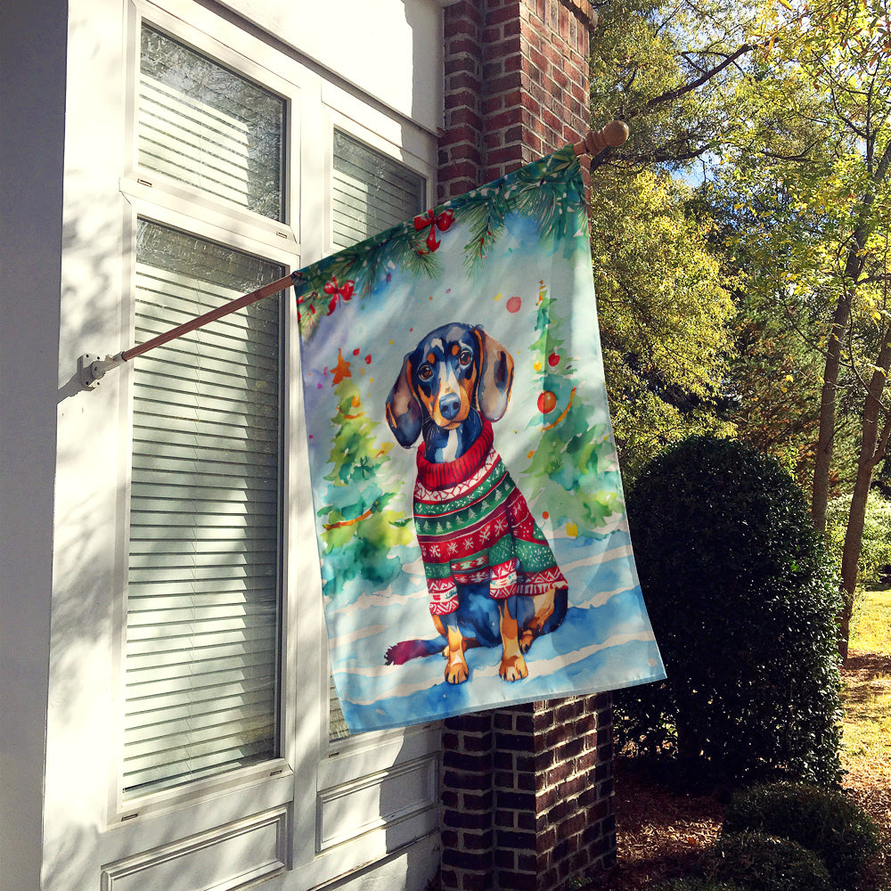 Dachshund Christmas House Flag