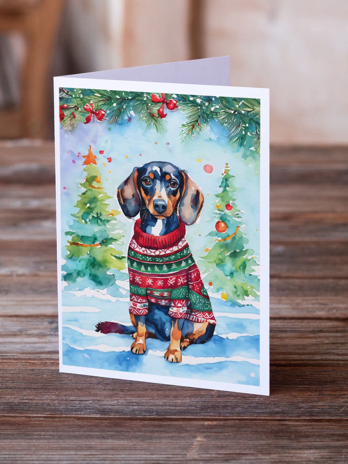 Dachshund Christmas Greeting Cards Pack of 8