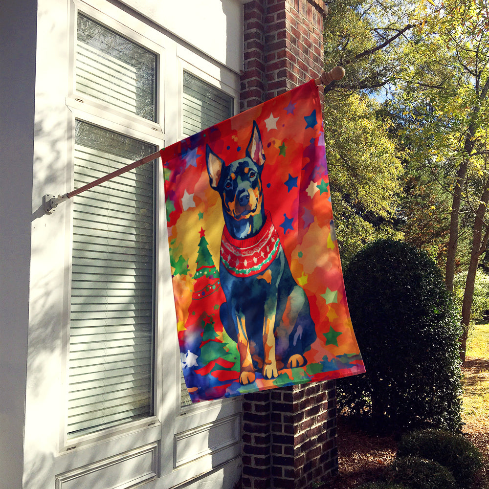 Doberman Pinscher Christmas House Flag