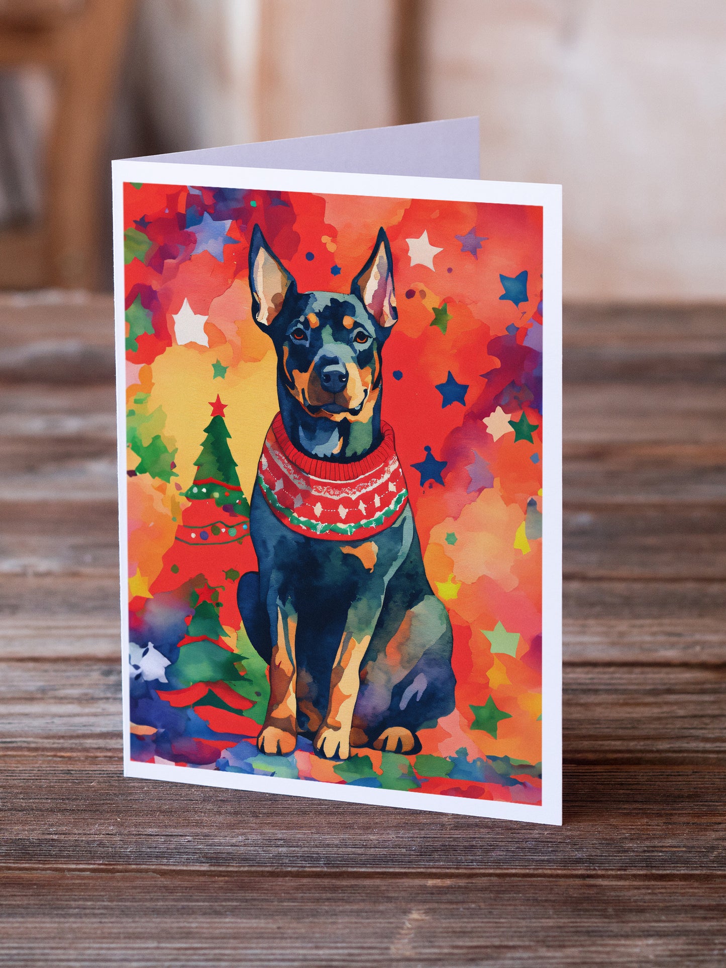 Doberman Pinscher Christmas Greeting Cards Pack of 8