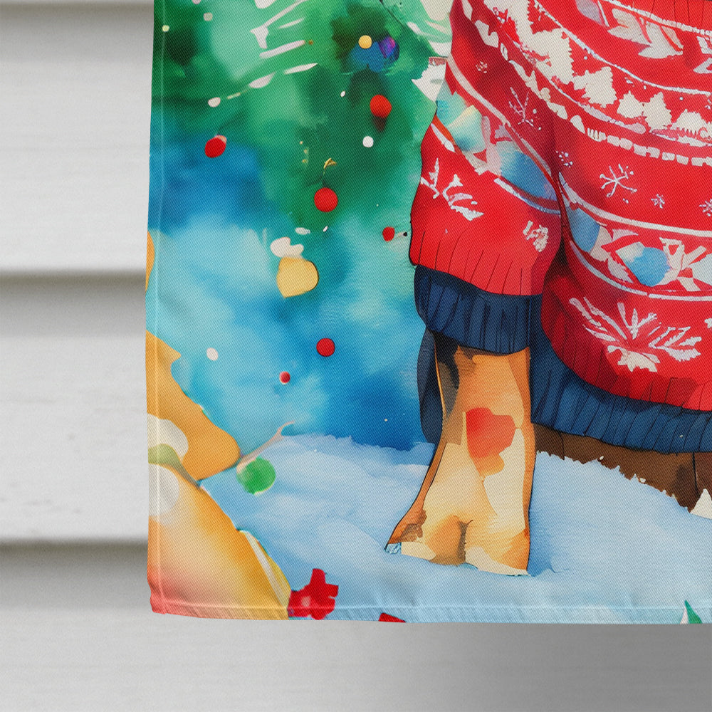 Doberman Pinscher Christmas House Flag