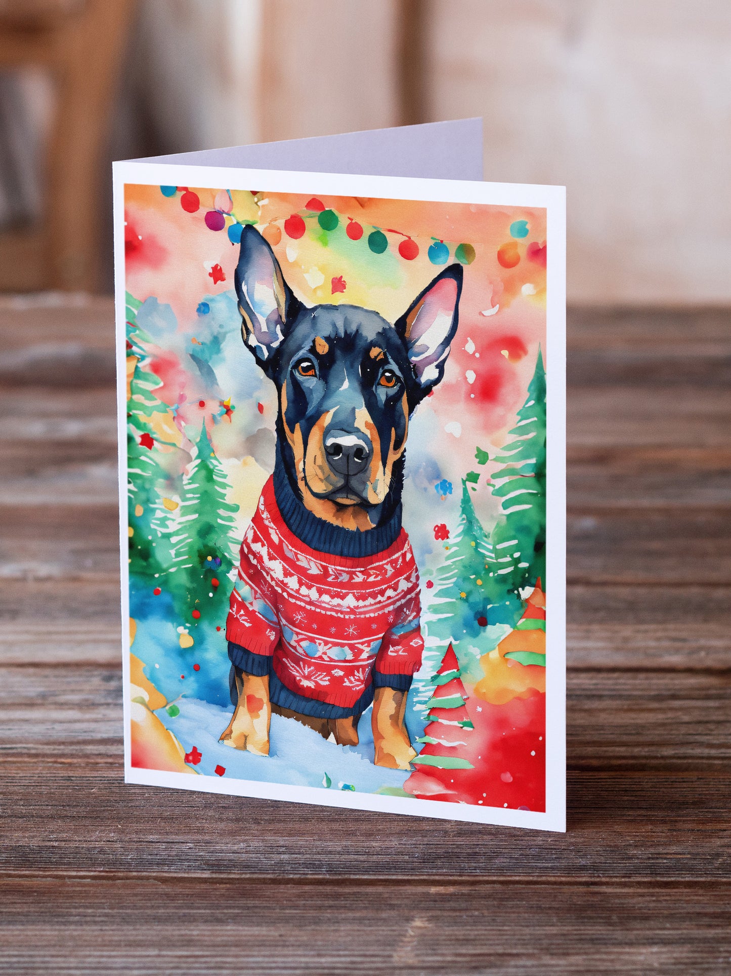 Doberman Pinscher Christmas Greeting Cards Pack of 8