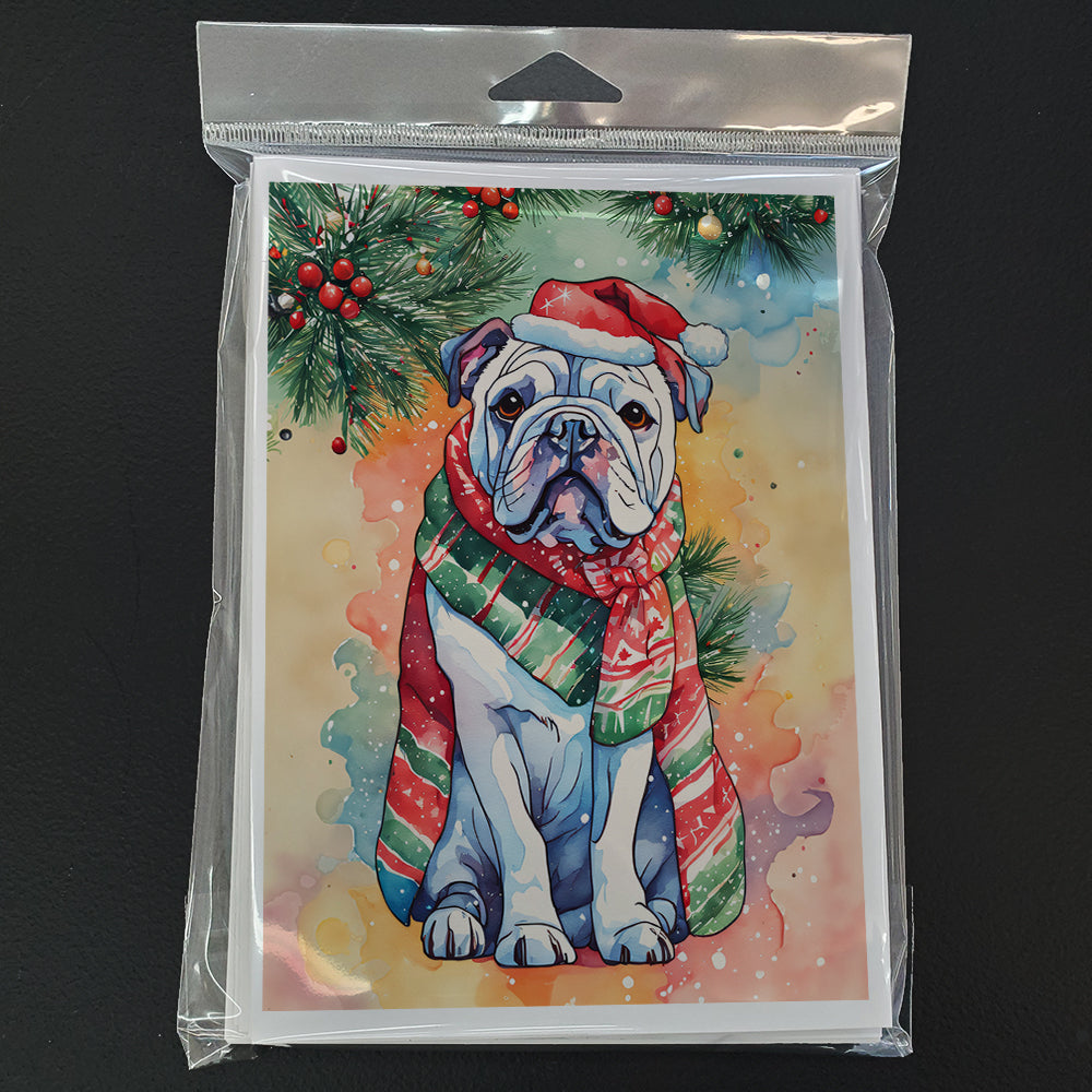 English Bulldog Christmas Greeting Cards Pack of 8