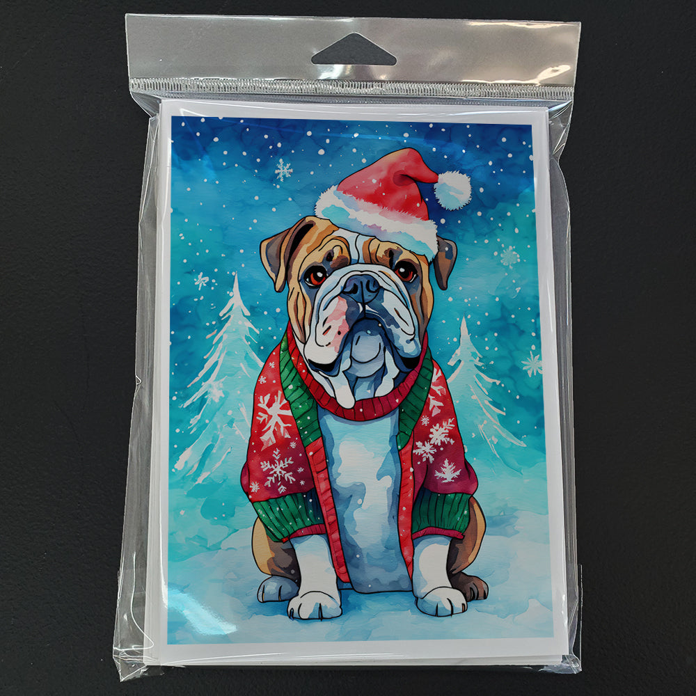 English Bulldog Christmas Greeting Cards Pack of 8