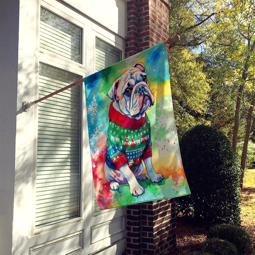 English Bulldog Christmas House Flag