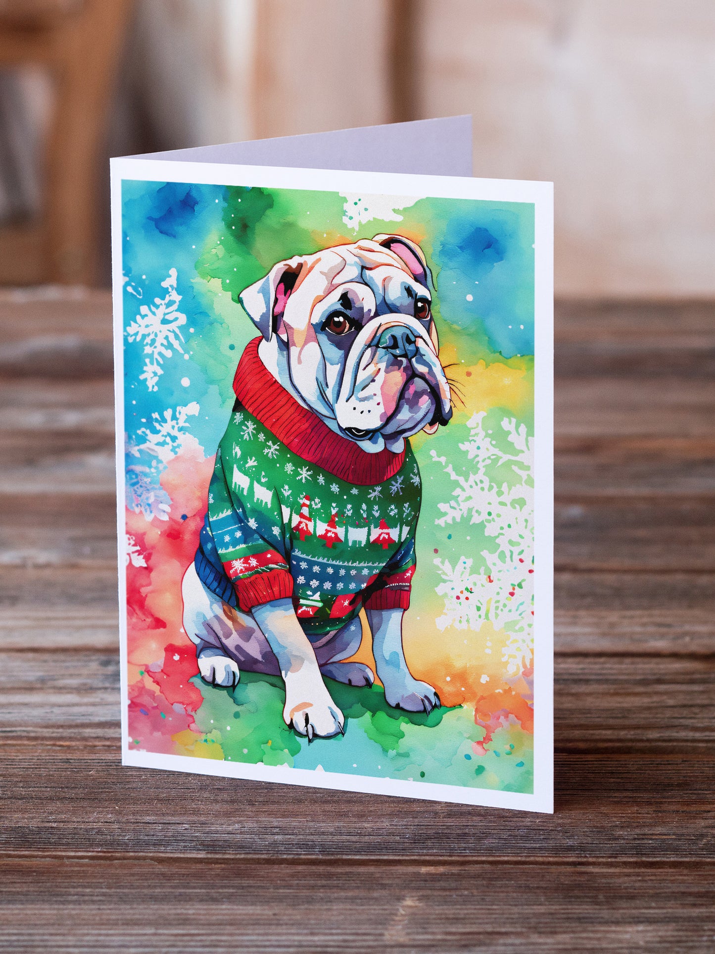 English Bulldog Christmas Greeting Cards Pack of 8