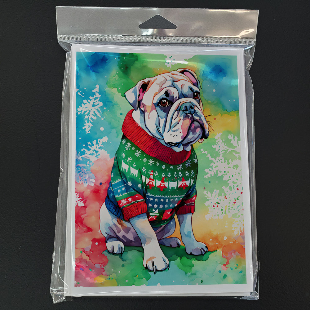 English Bulldog Christmas Greeting Cards Pack of 8