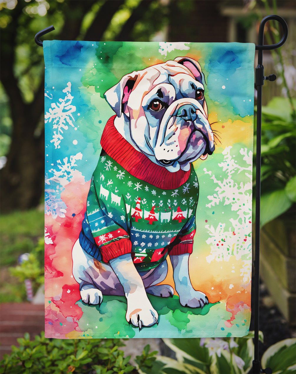 English Bulldog Christmas Garden Flag